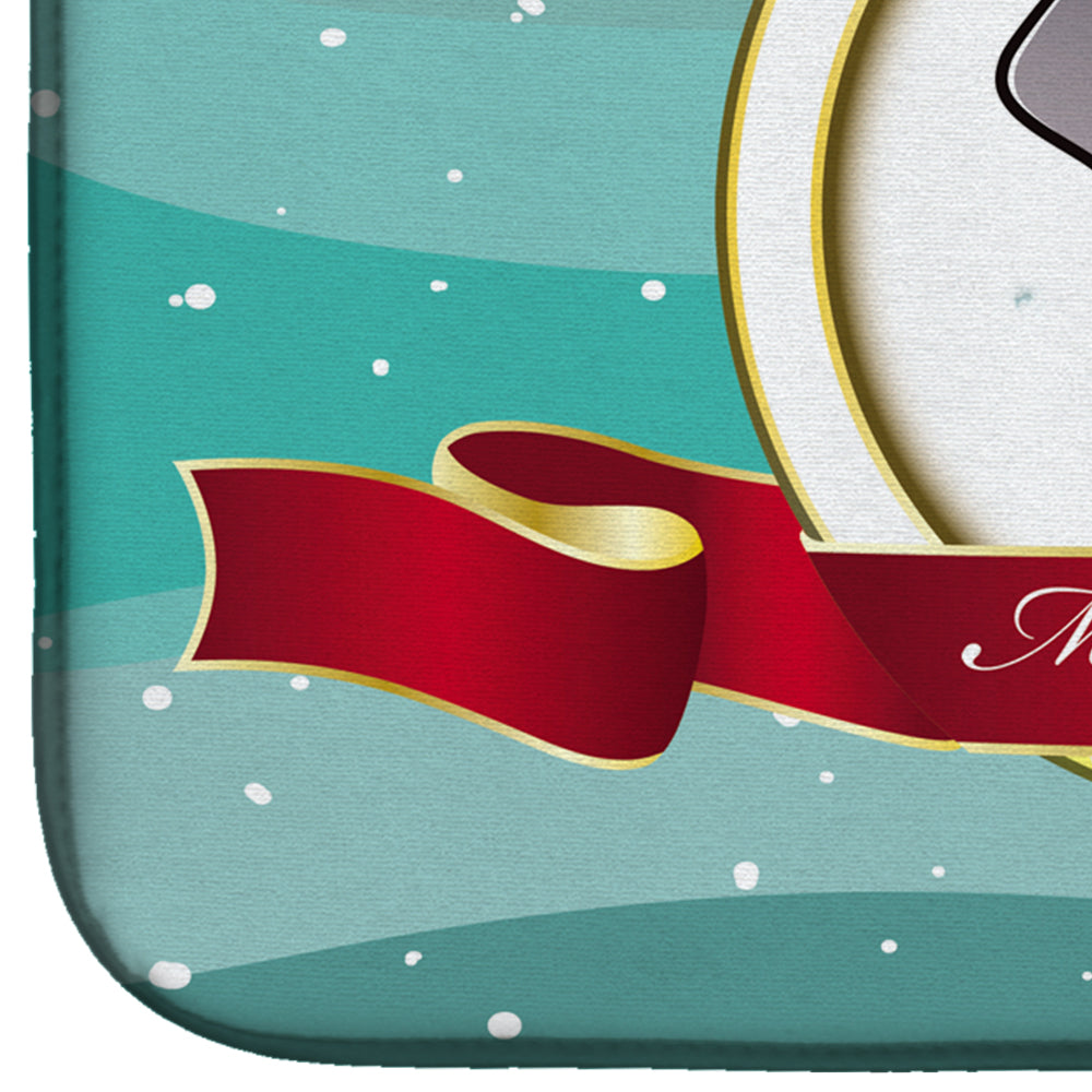 Weimaraner Merry Christmas Dish Drying Mat Absorbent Dish Drying Mat Pad for Kitchen Counter Dish Drainer Mat for Countertop, 14 x 21", Multicolor