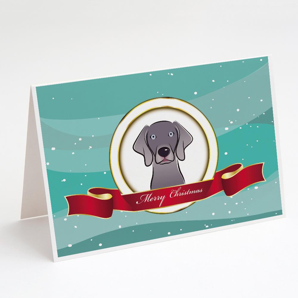 Weimaraner Merry Christmas Greeting Cards Pack of 8 Blank Cards with Envelopes Whimsical A7 Size 5x7