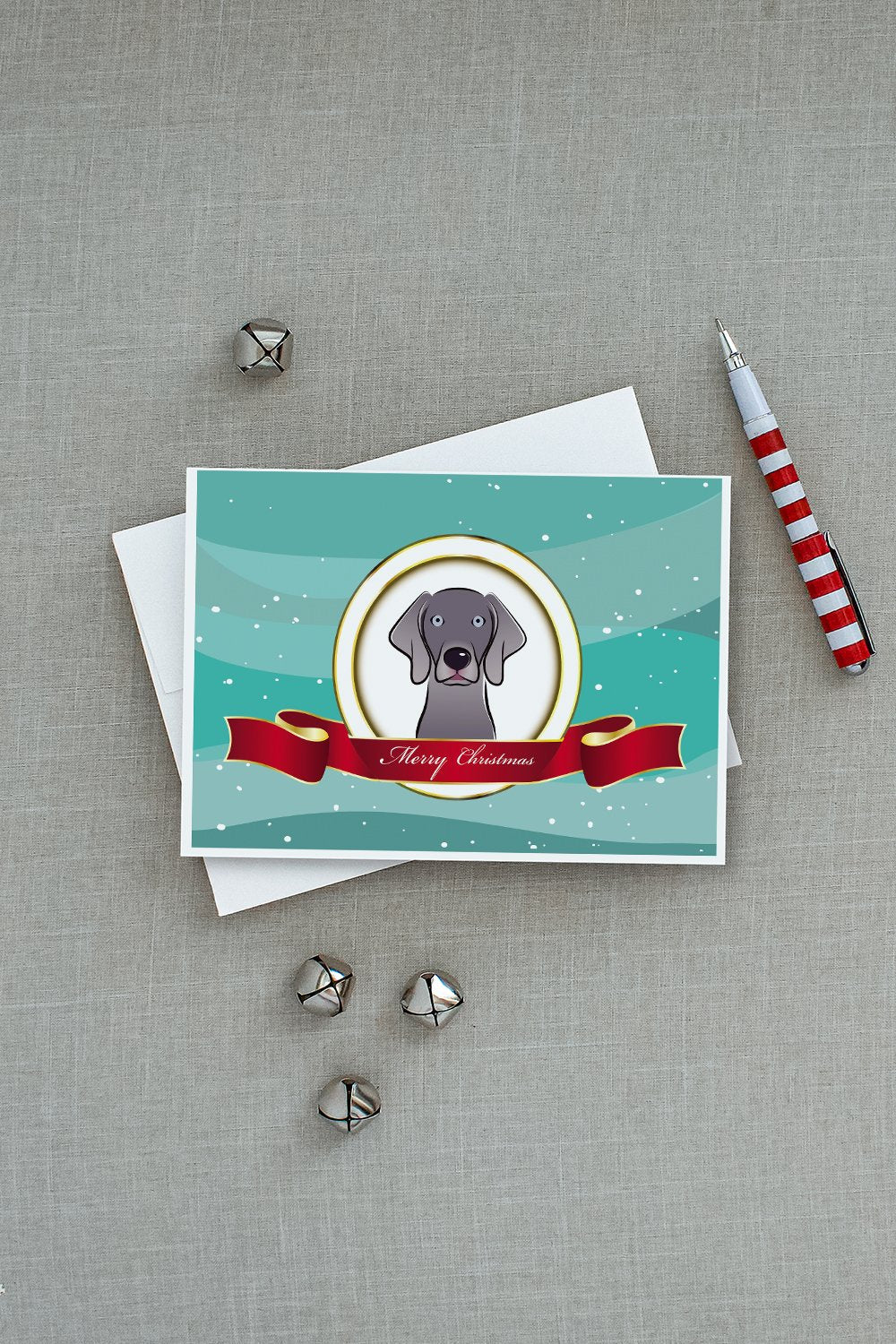 Weimaraner Merry Christmas Greeting Cards Pack of 8 Blank Cards with Envelopes Whimsical A7 Size 5x7