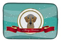 Wirehaired Dachshund Merry Christmas Dish Drying Mat Absorbent Dish Drying Mat Pad for Kitchen Counter Dish Drainer Mat for Countertop, 14 x 21", Multicolor