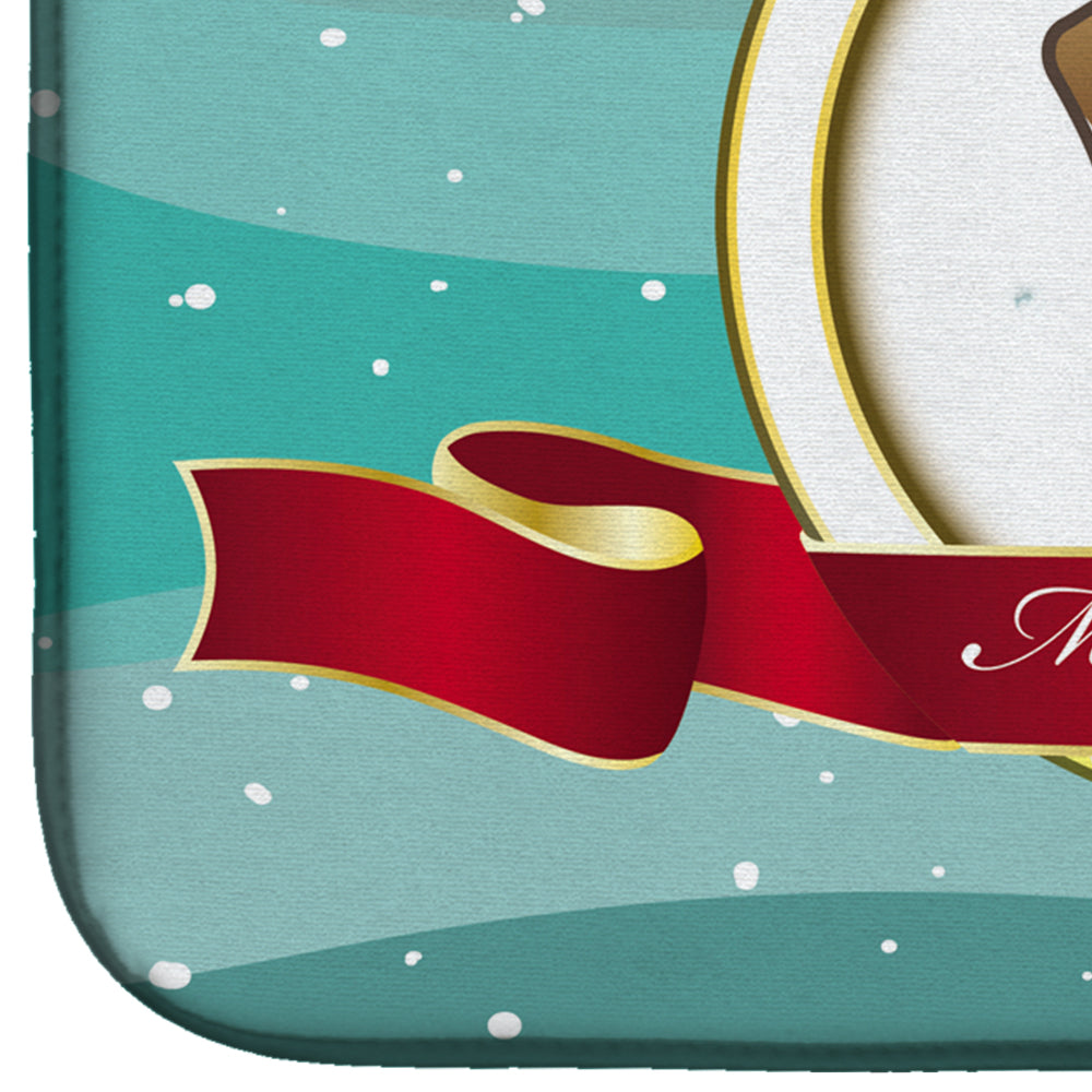 Wirehaired Dachshund Merry Christmas Dish Drying Mat Absorbent Dish Drying Mat Pad for Kitchen Counter Dish Drainer Mat for Countertop, 14 x 21", Multicolor