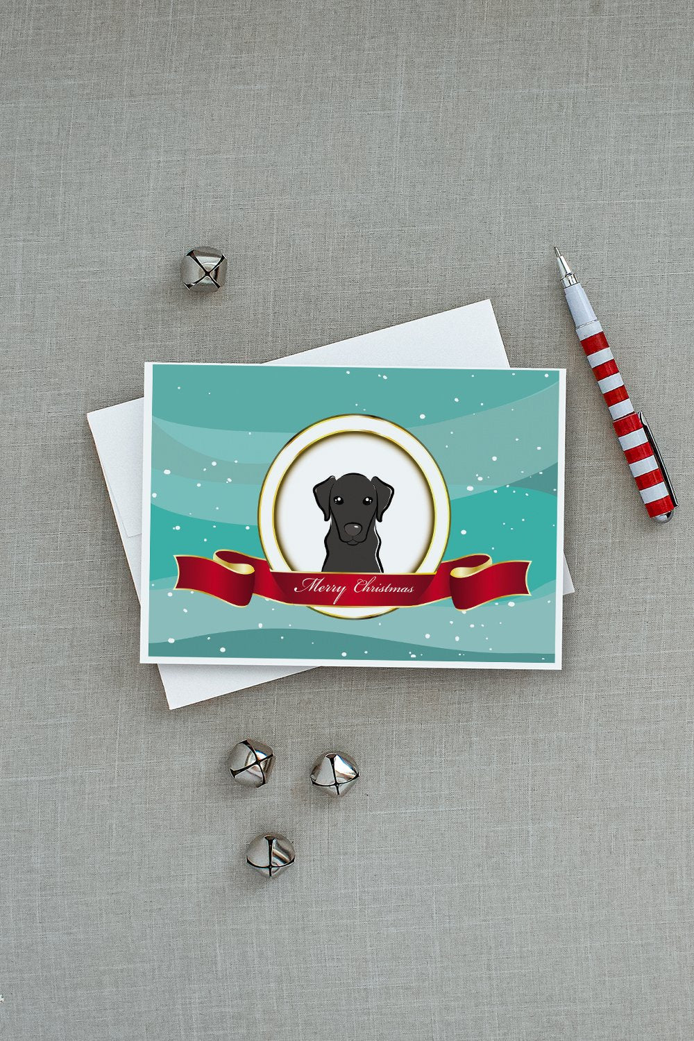 Black Labrador Merry Christmas Greeting Cards Pack of 8 Blank Cards with Envelopes Whimsical A7 Size 5x7