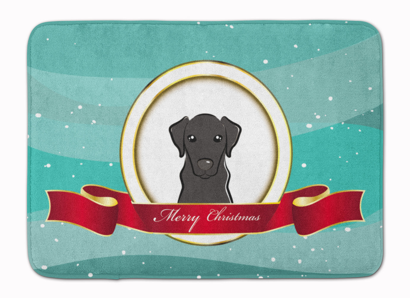 Black Labrador Merry Christmas Memory Foam Kitchen Mat Machine Washable Anti-Fatigue Cushion Comfort Bath or Kitchen Rug