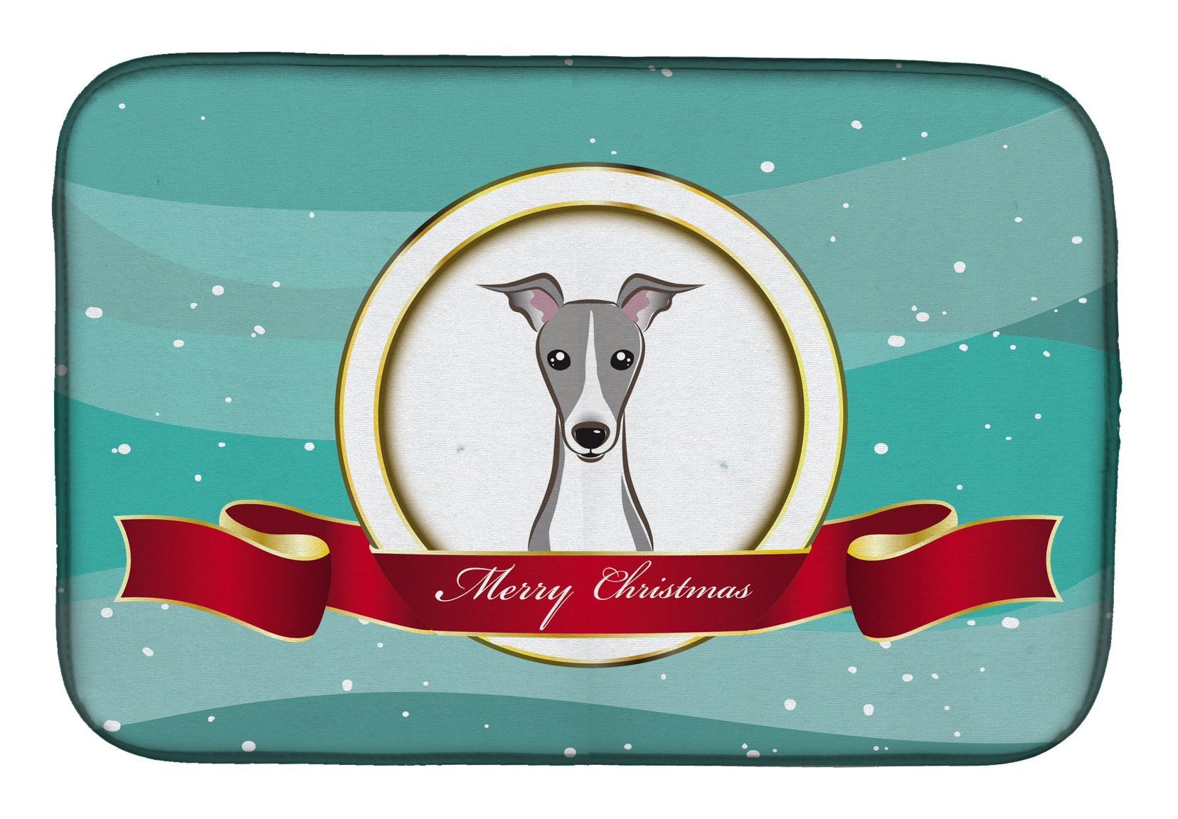Italian Greyhound Merry Christmas Dish Drying Mat Absorbent Dish Drying Mat Pad for Kitchen Counter Dish Drainer Mat for Countertop, 14 x 21", Multicolor