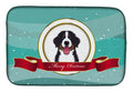Bernese Mountain Dog Merry Christmas Dish Drying Mat Absorbent Dish Drying Mat Pad for Kitchen Counter Dish Drainer Mat for Countertop, 14 x 21", Multicolor