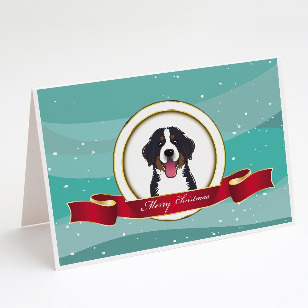 Bernese Mountain Dog Merry Christmas Greeting Cards Pack of 8 Blank Cards with Envelopes Whimsical A7 Size 5x7