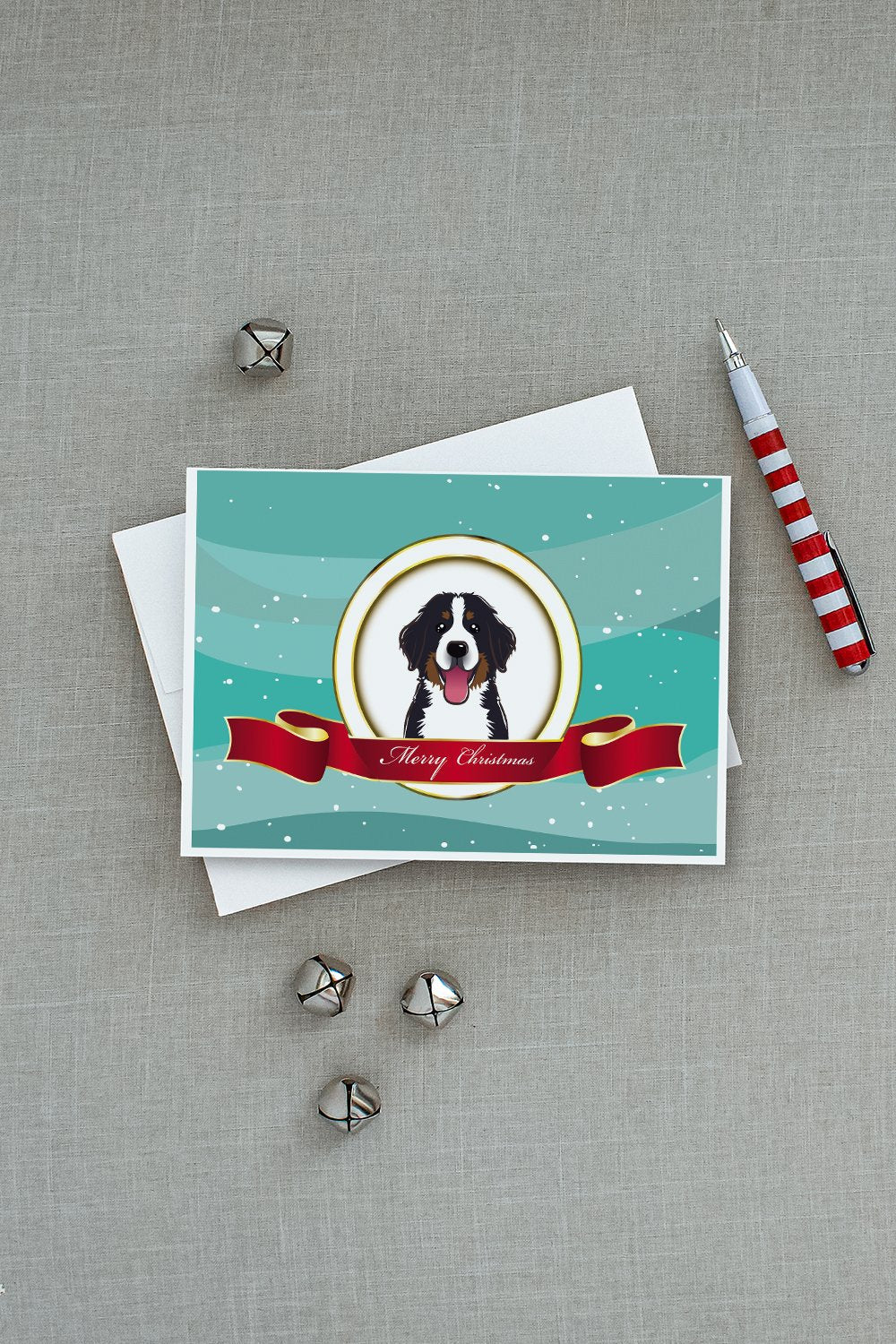 Bernese Mountain Dog Merry Christmas Greeting Cards Pack of 8 Blank Cards with Envelopes Whimsical A7 Size 5x7