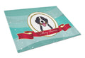 Bernese Mountain Dog Merry Christmas Cutting Board Tempered Glass Kitchen Cutting Surface, Heat Resistant Chopping, Non-Slip Feet, Food Prep & Serving