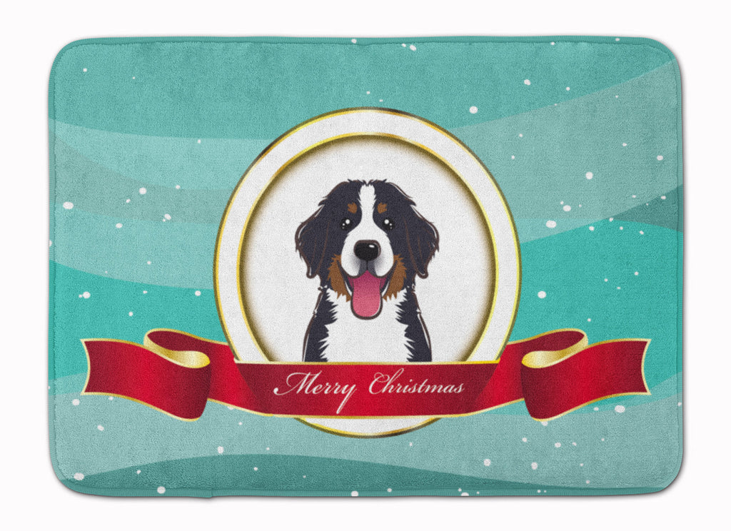 Bernese Mountain Dog Merry Christmas Memory Foam Kitchen Mat Machine Washable Anti-Fatigue Cushion Comfort Bath or Kitchen Rug