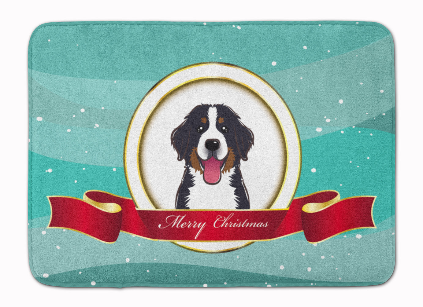 Bernese Mountain Dog Merry Christmas Memory Foam Kitchen Mat Machine Washable Anti-Fatigue Cushion Comfort Bath or Kitchen Rug