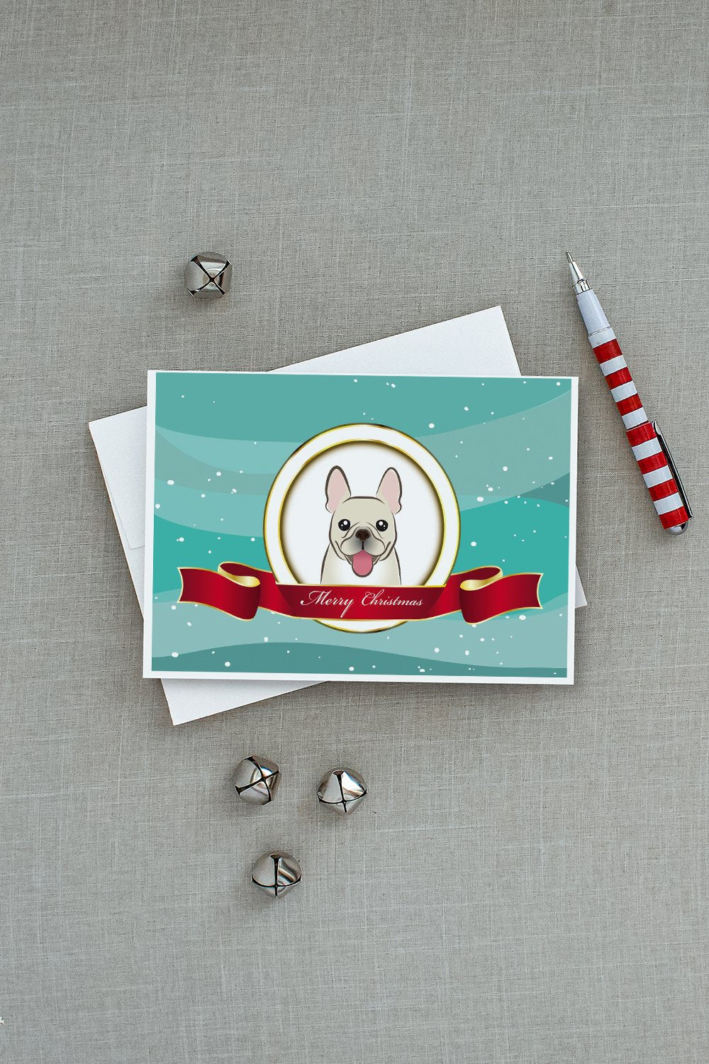 French Bulldog Merry Christmas Greeting Cards Pack of 8 Blank Cards with Envelopes Whimsical A7 Size 5x7