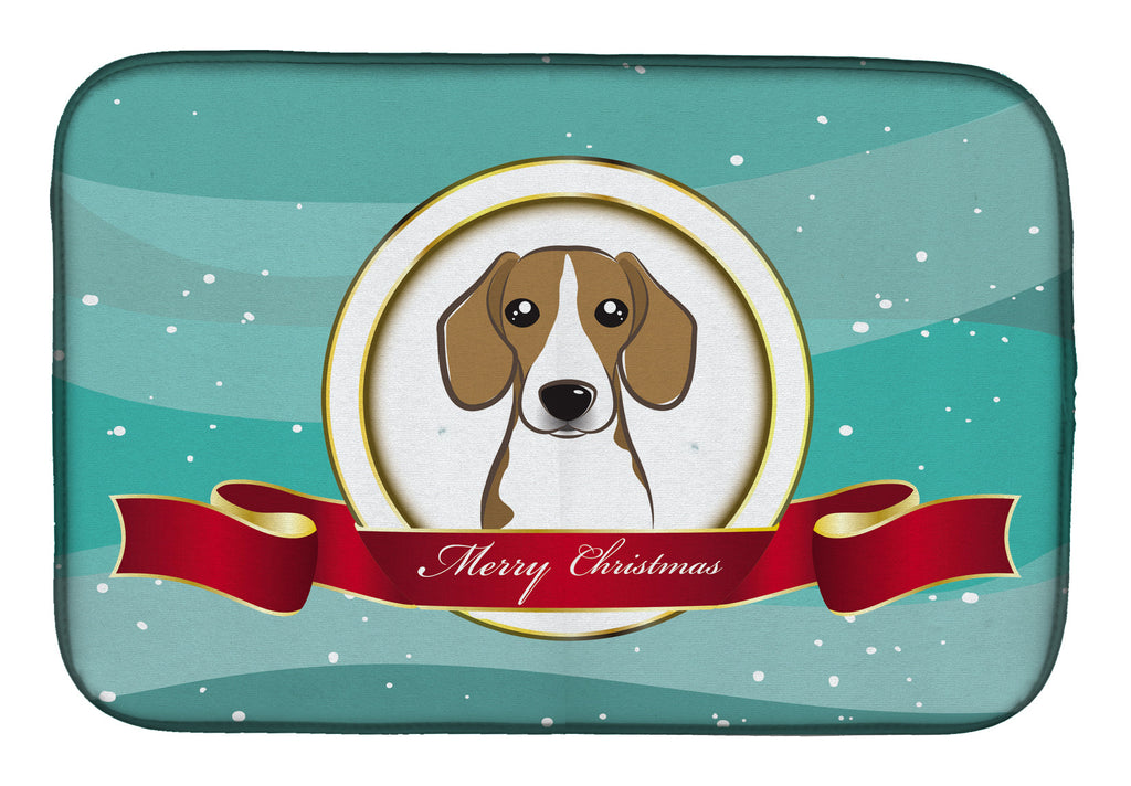 Beagle Merry Christmas Dish Drying Mat Absorbent Dish Drying Mat Pad for Kitchen Counter Dish Drainer Mat for Countertop, 14 x 21", Multicolor