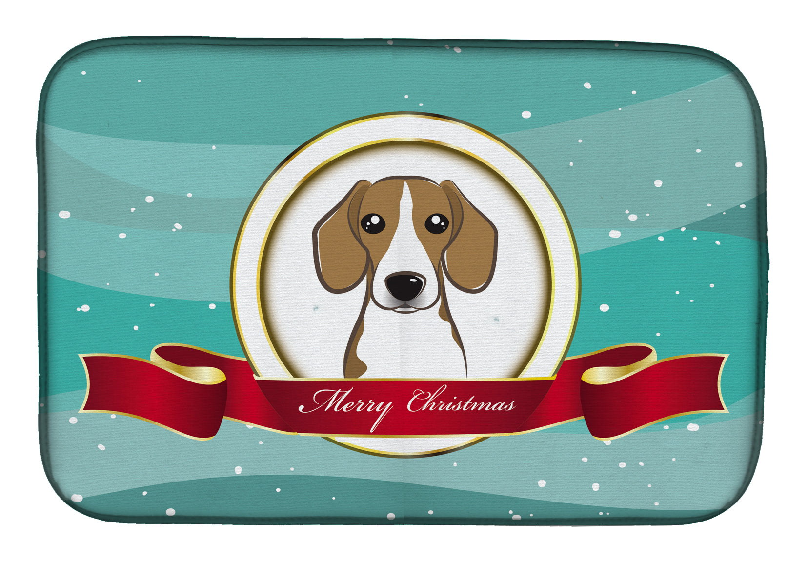 Beagle Merry Christmas Dish Drying Mat Absorbent Dish Drying Mat Pad for Kitchen Counter Dish Drainer Mat for Countertop, 14 x 21", Multicolor