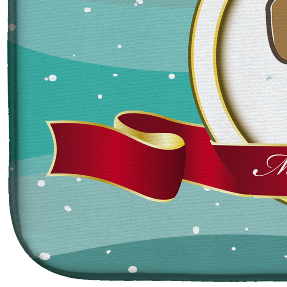 Beagle Merry Christmas Dish Drying Mat Absorbent Dish Drying Mat Pad for Kitchen Counter Dish Drainer Mat for Countertop, 14 x 21", Multicolor