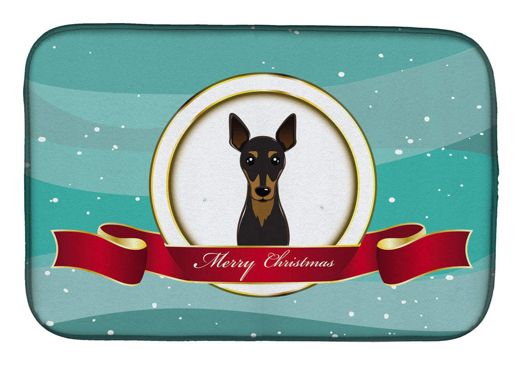Min Pin Merry Christmas Dish Drying Mat Absorbent Dish Drying Mat Pad for Kitchen Counter Dish Drainer Mat for Countertop, 14 x 21", Multicolor