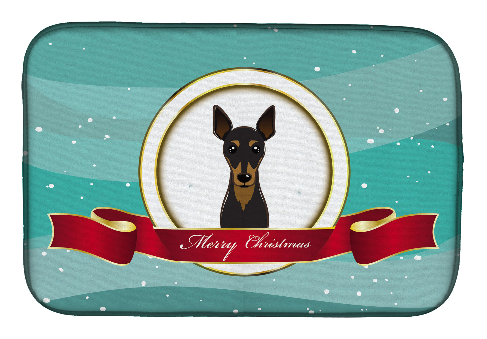 Min Pin Merry Christmas Dish Drying Mat Absorbent Dish Drying Mat Pad for Kitchen Counter Dish Drainer Mat for Countertop, 14 x 21", Multicolor