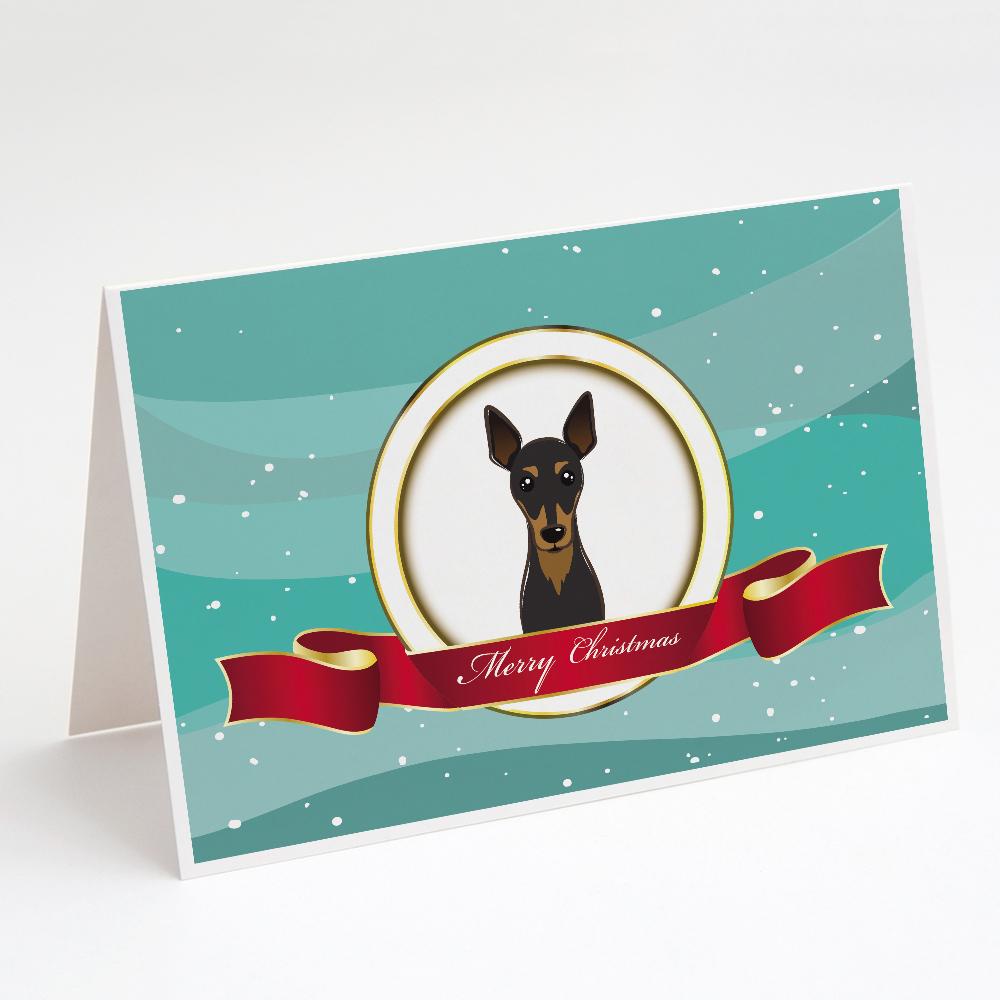 Min Pin Merry Christmas Greeting Cards Pack of 8 Blank Cards with Envelopes Whimsical A7 Size 5x7