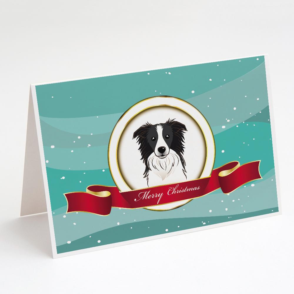 Border Collie Merry Christmas Greeting Cards Pack of 8 Blank Cards with Envelopes Whimsical A7 Size 5x7