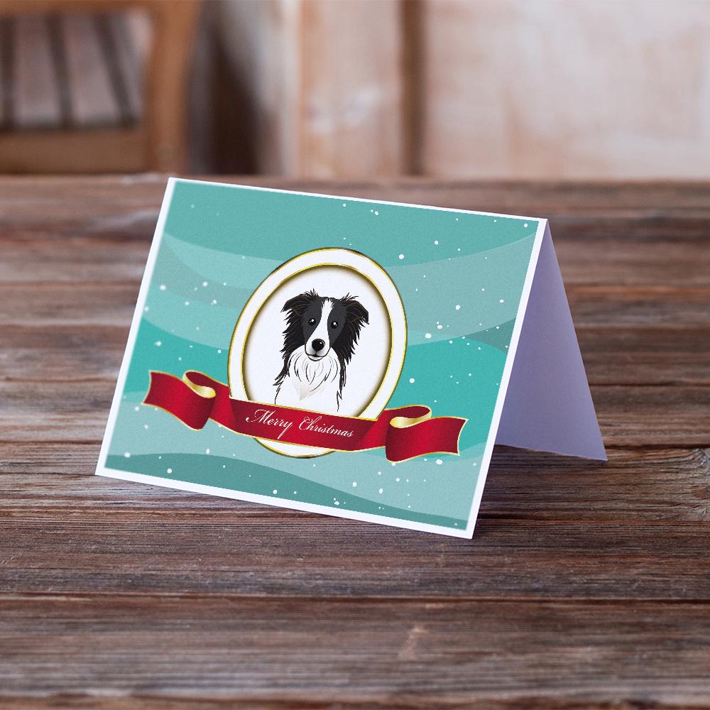 Border Collie Merry Christmas Greeting Cards Pack of 8 Blank Cards with Envelopes Whimsical A7 Size 5x7