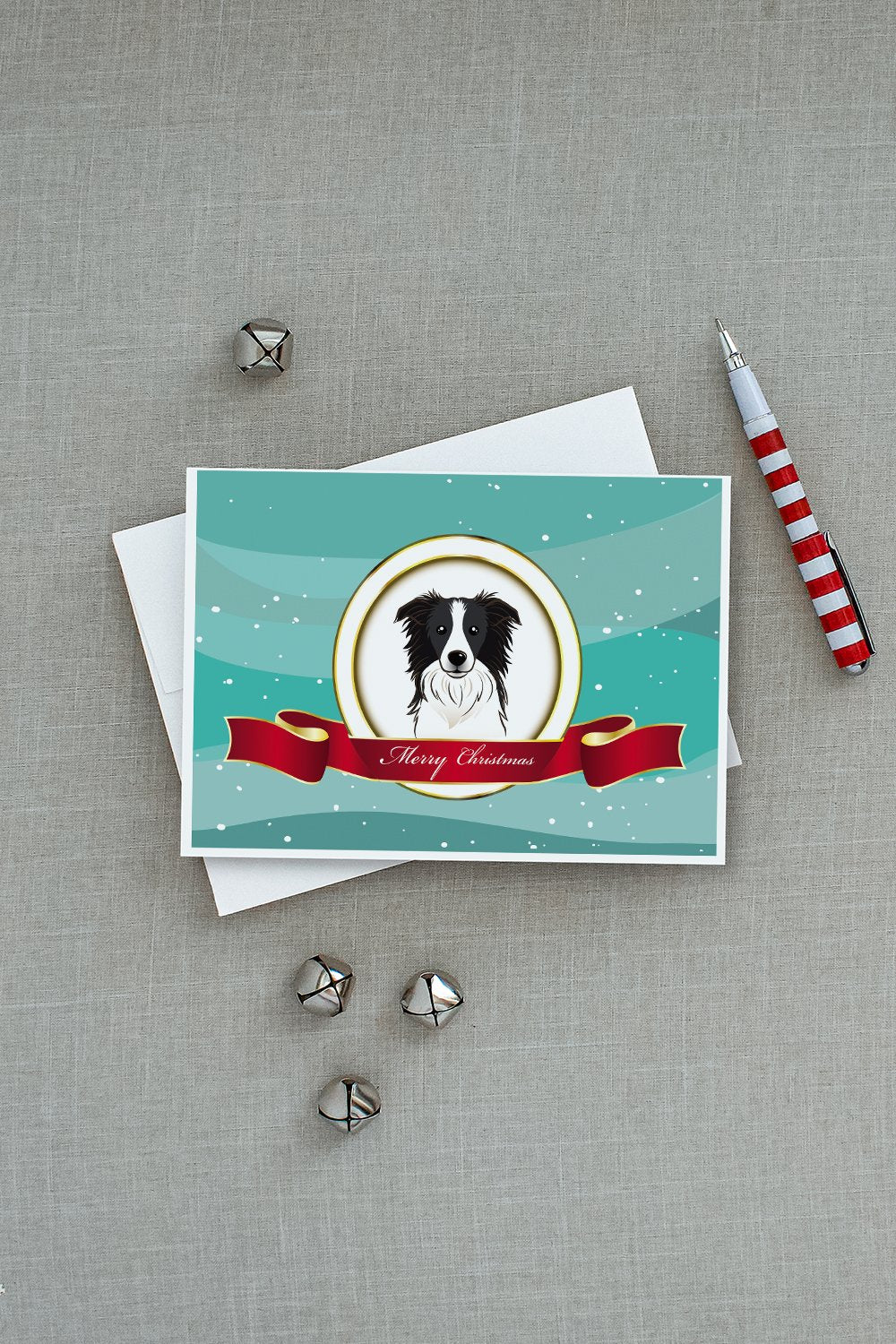 Border Collie Merry Christmas Greeting Cards Pack of 8 Blank Cards with Envelopes Whimsical A7 Size 5x7