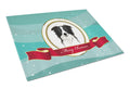 Border Collie Merry Christmas Cutting Board Tempered Glass Kitchen Cutting Surface, Heat Resistant Chopping, Non-Slip Feet, Food Prep & Serving