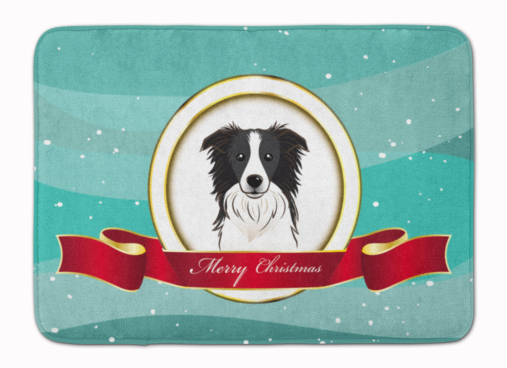 Border Collie Merry Christmas Memory Foam Kitchen Mat Machine Washable Anti-Fatigue Cushion Comfort Bath or Kitchen Rug
