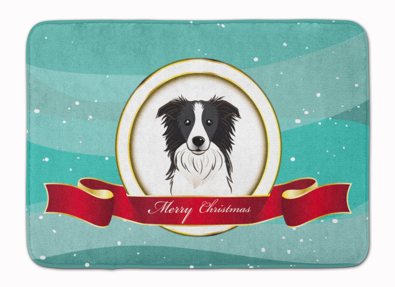 Border Collie Merry Christmas Memory Foam Kitchen Mat Machine Washable Anti-Fatigue Cushion Comfort Bath or Kitchen Rug