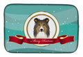 Sheltie Merry Christmas Dish Drying Mat Absorbent Dish Drying Mat Pad for Kitchen Counter Dish Drainer Mat for Countertop, 14 x 21", Multicolor