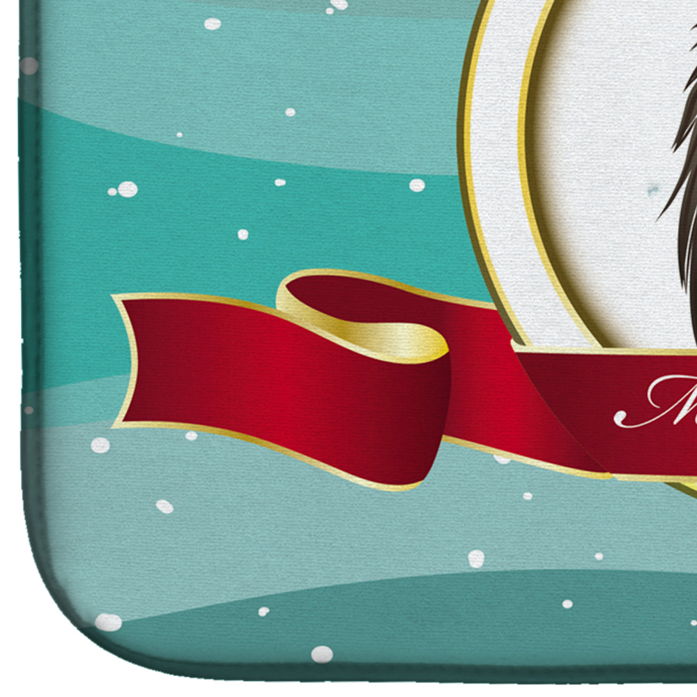 Sheltie Merry Christmas Dish Drying Mat Absorbent Dish Drying Mat Pad for Kitchen Counter Dish Drainer Mat for Countertop, 14 x 21", Multicolor