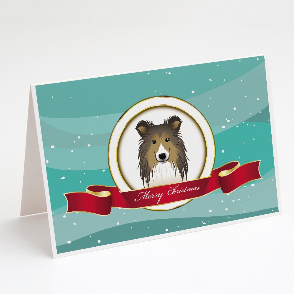 Sheltie Merry Christmas Greeting Cards Pack of 8 Blank Cards with Envelopes Whimsical A7 Size 5x7