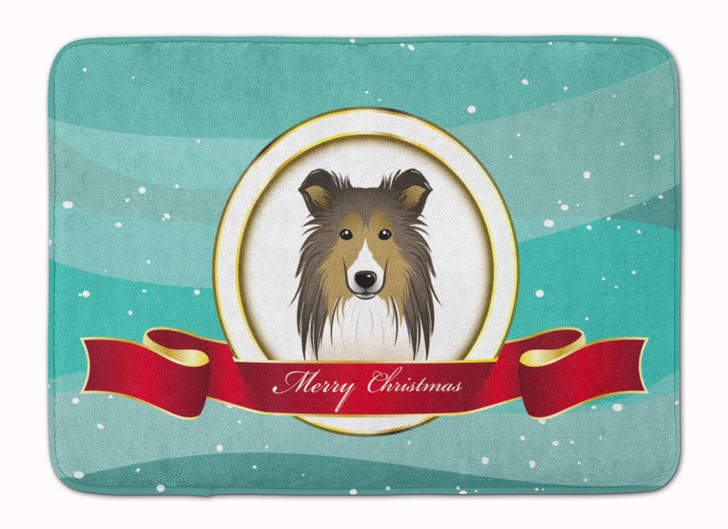 Sheltie Merry Christmas Memory Foam Kitchen Mat Machine Washable Anti-Fatigue Cushion Comfort Bath or Kitchen Rug