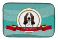 Basset Hound Merry Christmas Dish Drying Mat Absorbent Dish Drying Mat Pad for Kitchen Counter Dish Drainer Mat for Countertop, 14 x 21", Multicolor
