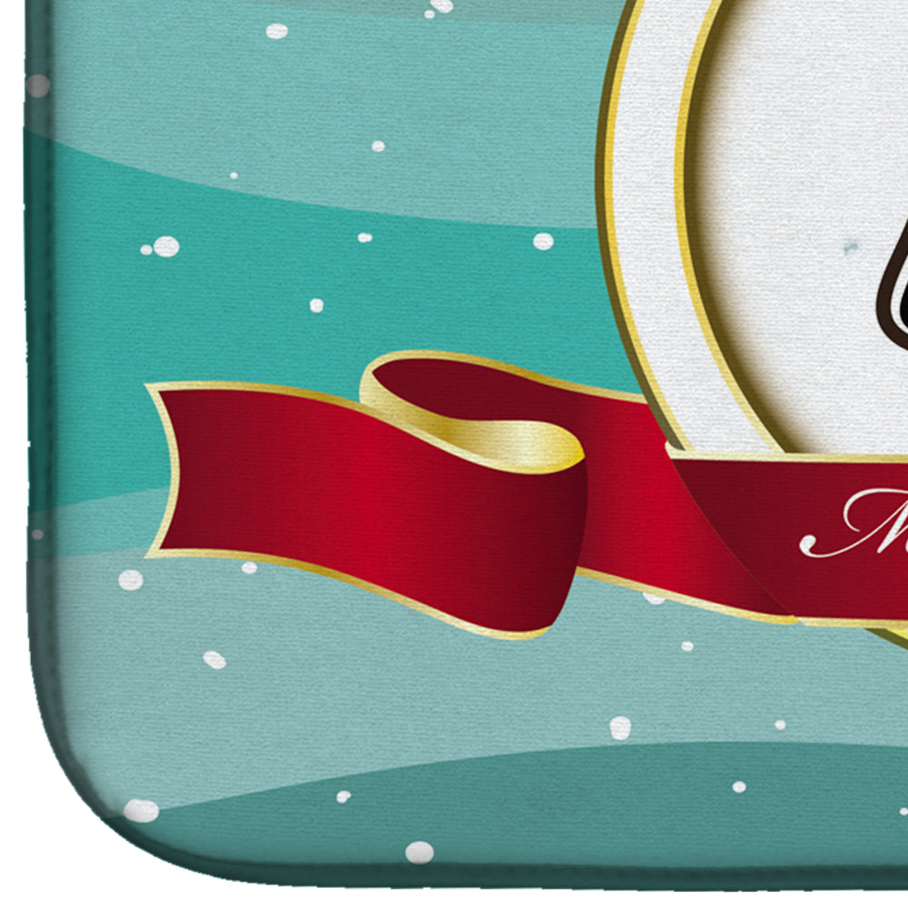 Basset Hound Merry Christmas Dish Drying Mat Absorbent Dish Drying Mat Pad for Kitchen Counter Dish Drainer Mat for Countertop, 14 x 21", Multicolor