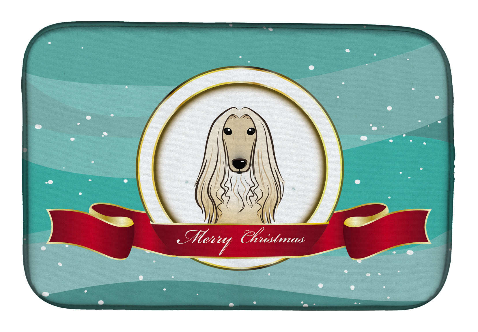 Afghan Hound Merry Christmas Dish Drying Mat Absorbent Dish Drying Mat Pad for Kitchen Counter Dish Drainer Mat for Countertop, 14 x 21", Multicolor