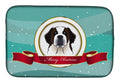 Saint Bernard Merry Christmas Dish Drying Mat Absorbent Dish Drying Mat Pad for Kitchen Counter Dish Drainer Mat for Countertop, 14 x 21", Multicolor