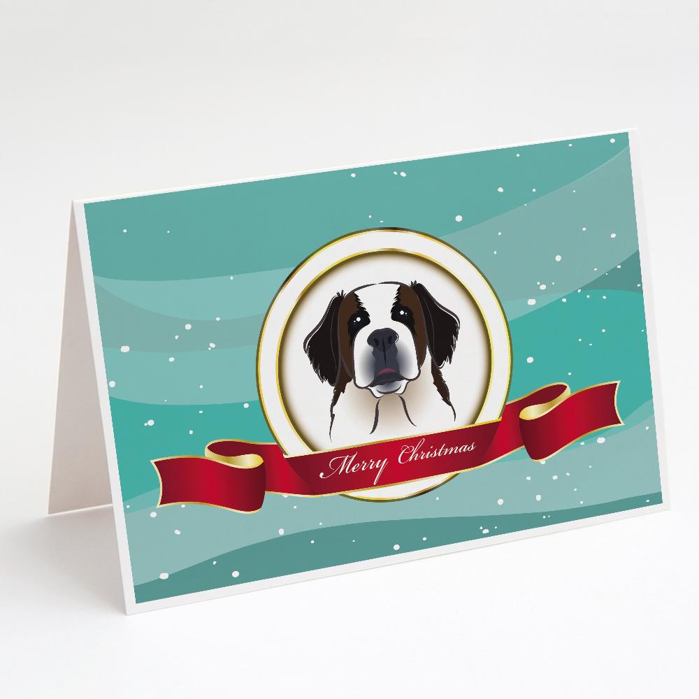 Saint Bernard Merry Christmas Greeting Cards Pack of 8 Blank Cards with Envelopes Whimsical A7 Size 5x7