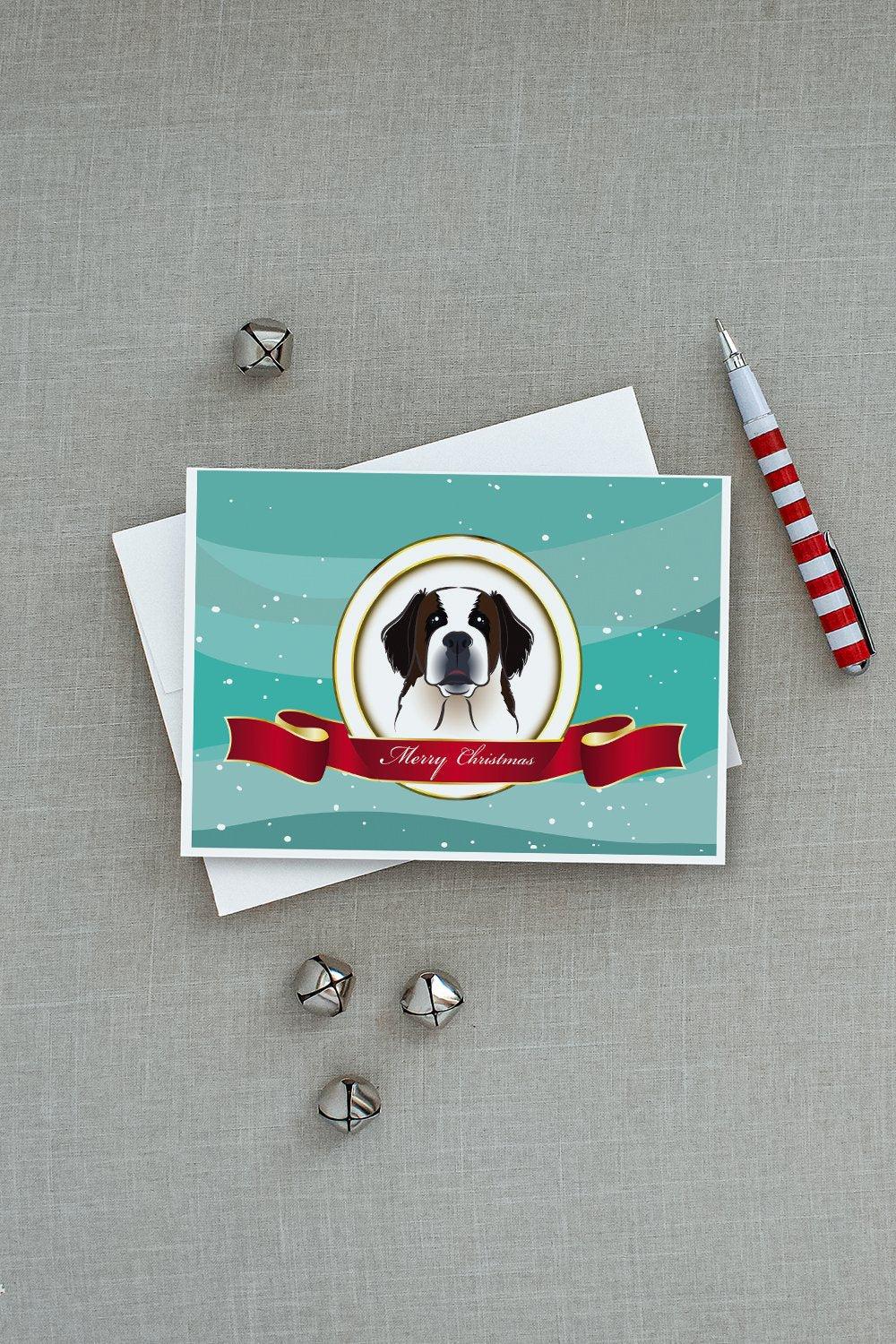 Saint Bernard Merry Christmas Greeting Cards Pack of 8 Blank Cards with Envelopes Whimsical A7 Size 5x7