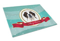 Saint Bernard Merry Christmas Cutting Board Tempered Glass Kitchen Cutting Surface, Heat Resistant Chopping, Non-Slip Feet, Food Prep & Serving
