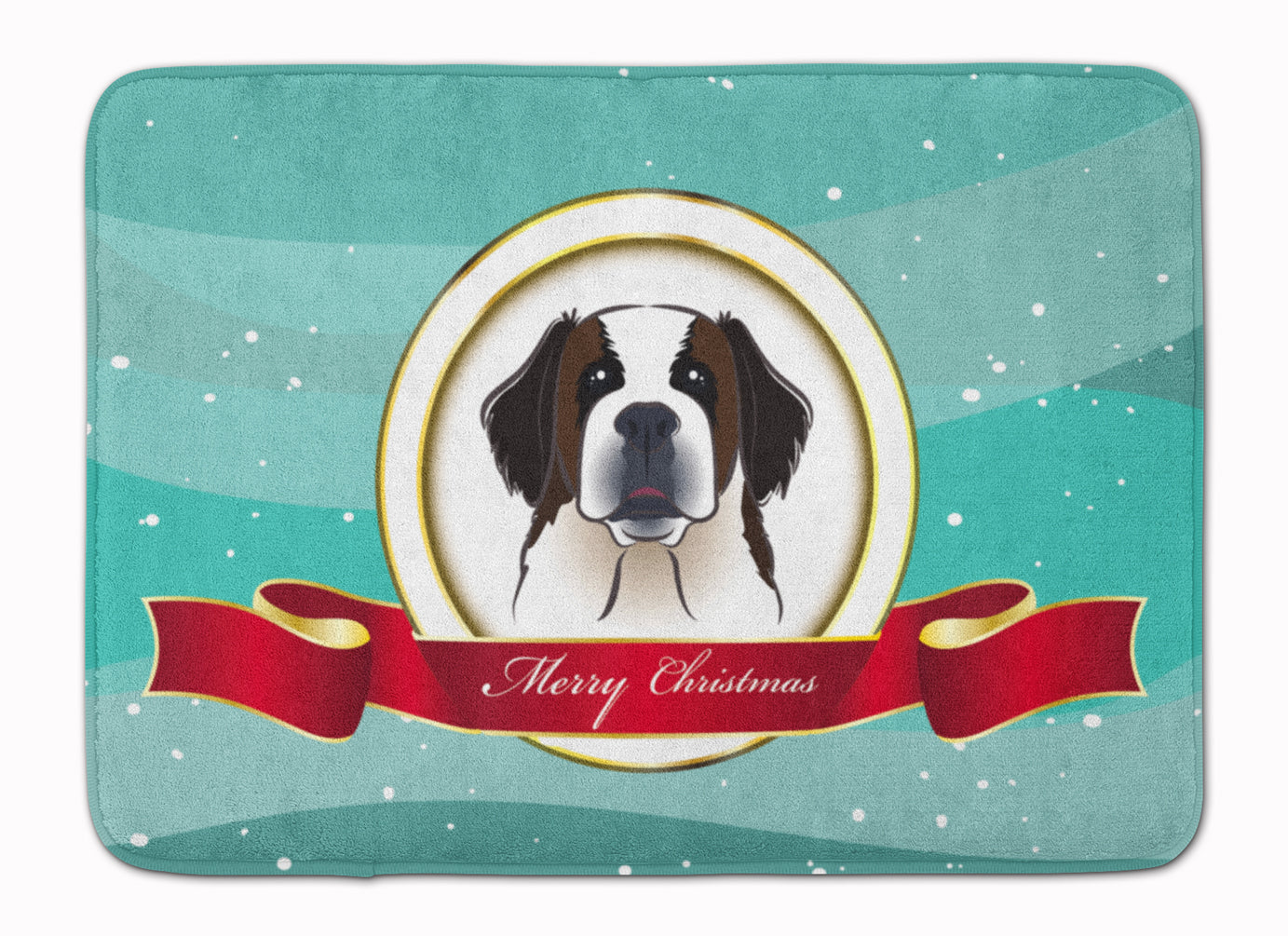 Saint Bernard Merry Christmas Memory Foam Kitchen Mat Machine Washable Anti-Fatigue Cushion Comfort Bath or Kitchen Rug