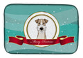 Wire Haired Fox Terrier Merry Christmas Dish Drying Mat Absorbent Dish Drying Mat Pad for Kitchen Counter Dish Drainer Mat for Countertop, 14 x 21", Multicolor