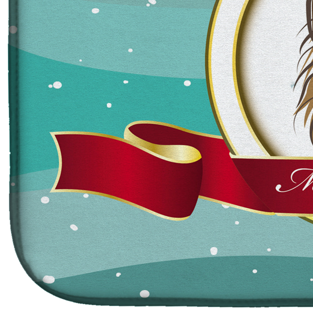 Papillon Merry Christmas Dish Drying Mat Absorbent Dish Drying Mat Pad for Kitchen Counter Dish Drainer Mat for Countertop, 14 x 21", Multicolor