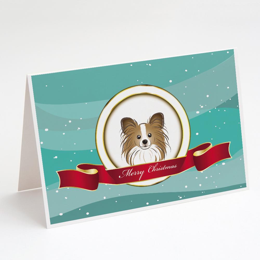Papillon Merry Christmas Greeting Cards Pack of 8 Blank Cards with Envelopes Whimsical A7 Size 5x7