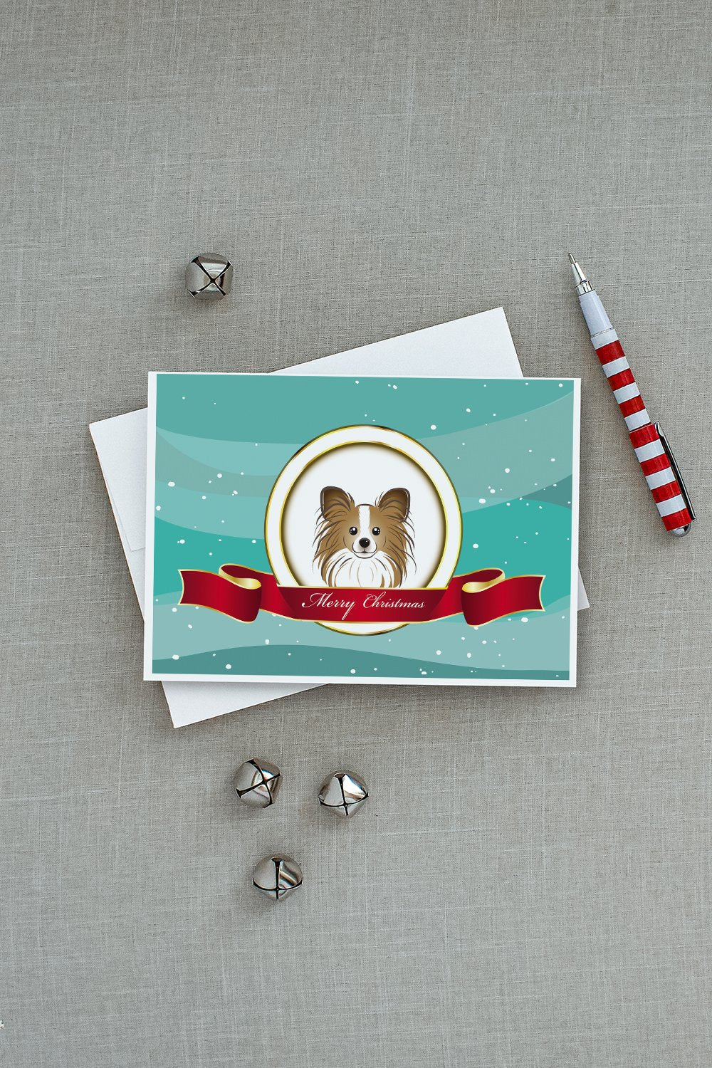 Papillon Merry Christmas Greeting Cards Pack of 8 Blank Cards with Envelopes Whimsical A7 Size 5x7