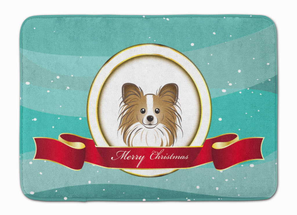 Papillon Merry Christmas Memory Foam Kitchen Mat Machine Washable Anti-Fatigue Cushion Comfort Bath or Kitchen Rug