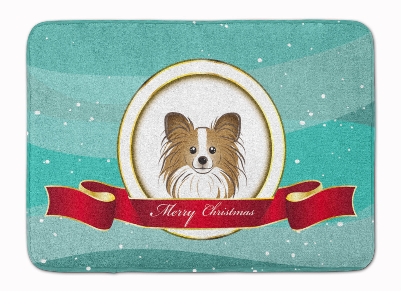 Papillon Merry Christmas Memory Foam Kitchen Mat Machine Washable Anti-Fatigue Cushion Comfort Bath or Kitchen Rug