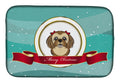 Chocolate Brown Shih Tzu Merry Christmas Dish Drying Mat Absorbent Dish Drying Mat Pad for Kitchen Counter Dish Drainer Mat for Countertop, 14 x 21", Multicolor