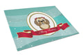 Chocolate Brown Shih Tzu Merry Christmas Cutting Board Tempered Glass Kitchen Cutting Surface, Heat Resistant Chopping, Non-Slip Feet, Food Prep & Serving