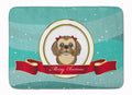Chocolate Brown Shih Tzu Merry Christmas Memory Foam Kitchen Mat Machine Washable Anti-Fatigue Cushion Comfort Bath or Kitchen Rug