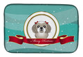 Gray Silver Shih Tzu Merry Christmas Dish Drying Mat Absorbent Dish Drying Mat Pad for Kitchen Counter Dish Drainer Mat for Countertop, 14 x 21", Multicolor