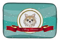 Chihuahua Merry Christmas Dish Drying Mat Absorbent Dish Drying Mat Pad for Kitchen Counter Dish Drainer Mat for Countertop, 14 x 21", Multicolor